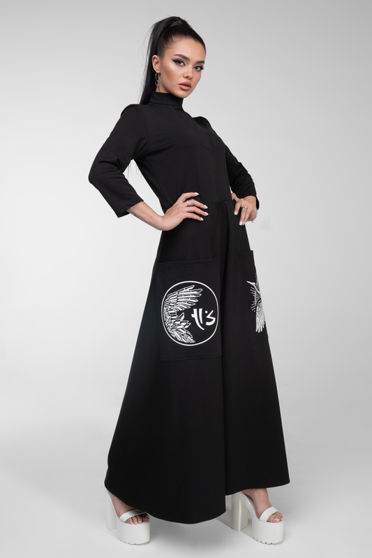 KNIT MAXI DRESS WITH PATCH POCKETS