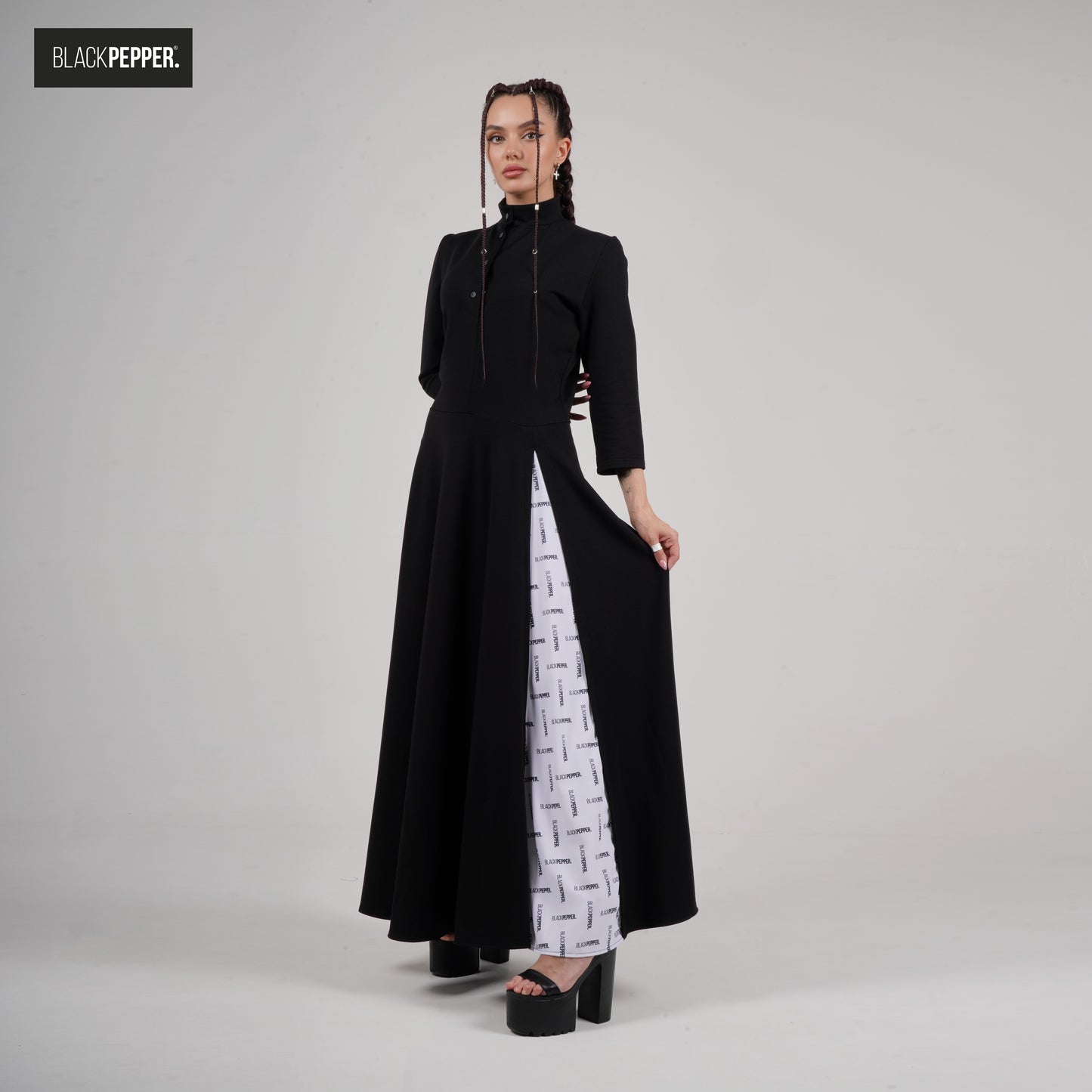 BLACKPEPPER LOGO PATTERN DRESS