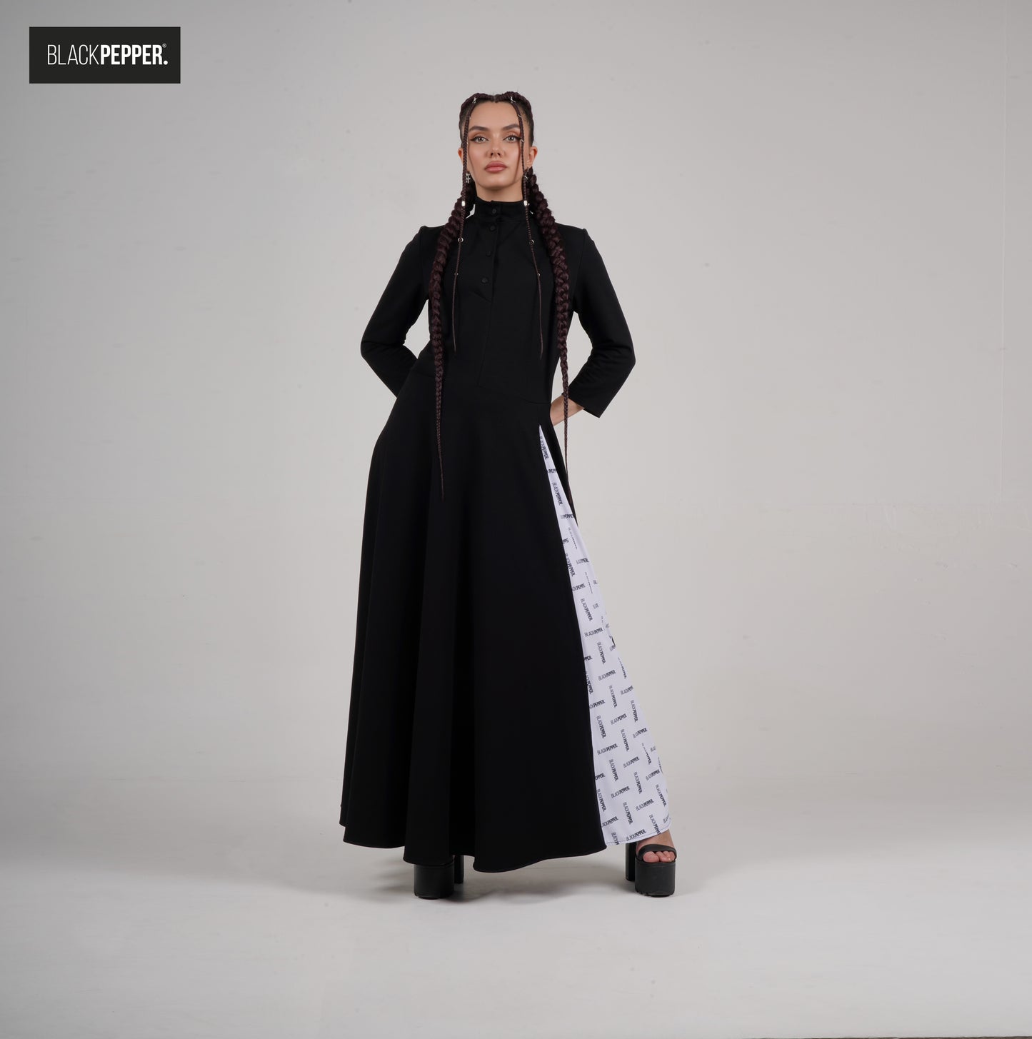 BLACKPEPPER LOGO PATTERN DRESS