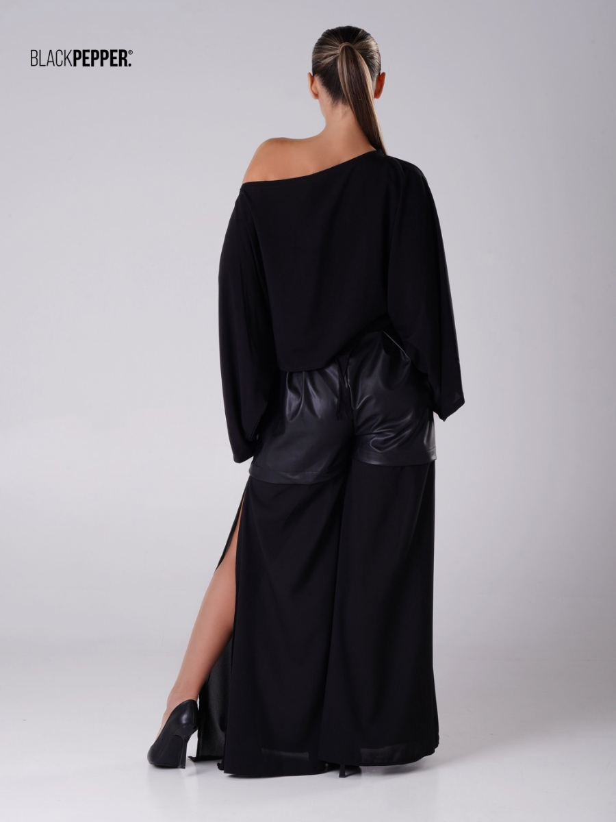 BLACK CHHIFON FLOW TROUSERS