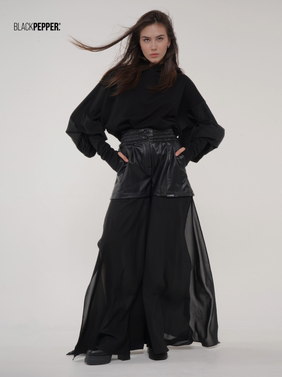 BLACK CHIFFON BLOUSE