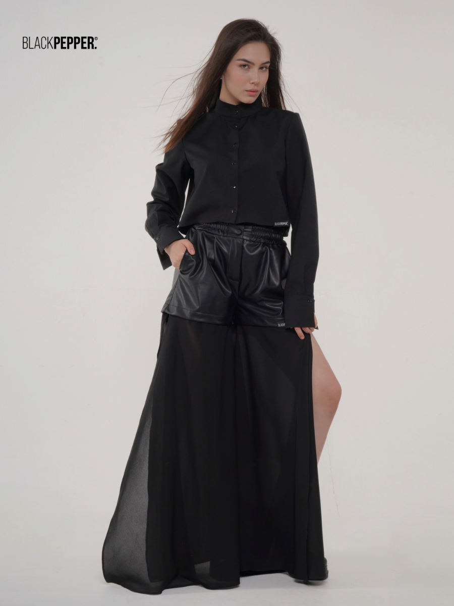 BLACK CHIFFON BLOUSE