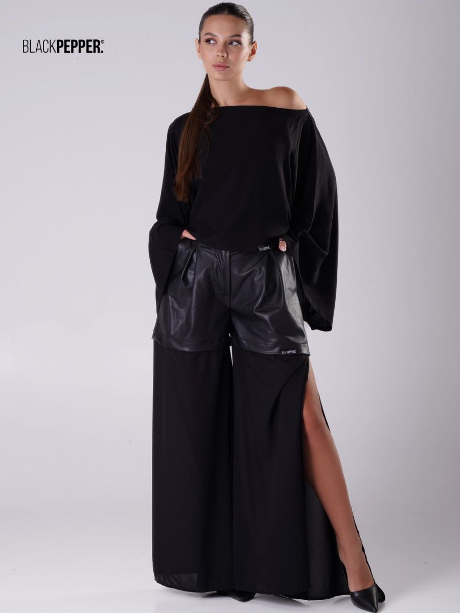 BLACK CHHIFON FLOW TROUSERS