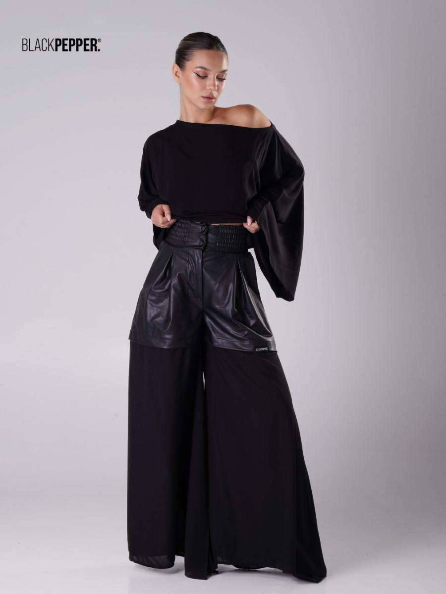BLACK CHHIFON FLOW TROUSERS