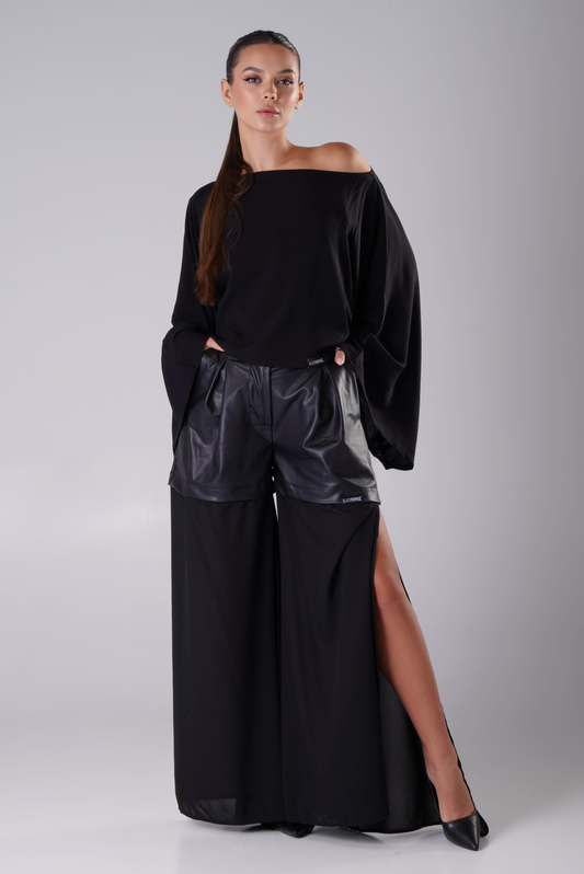 BLACK CHHIFON FLOW TROUSERS