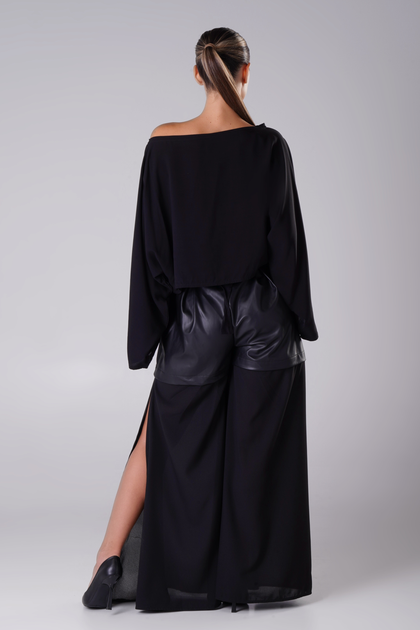 BLACK CHHIFON FLOW TROUSERS