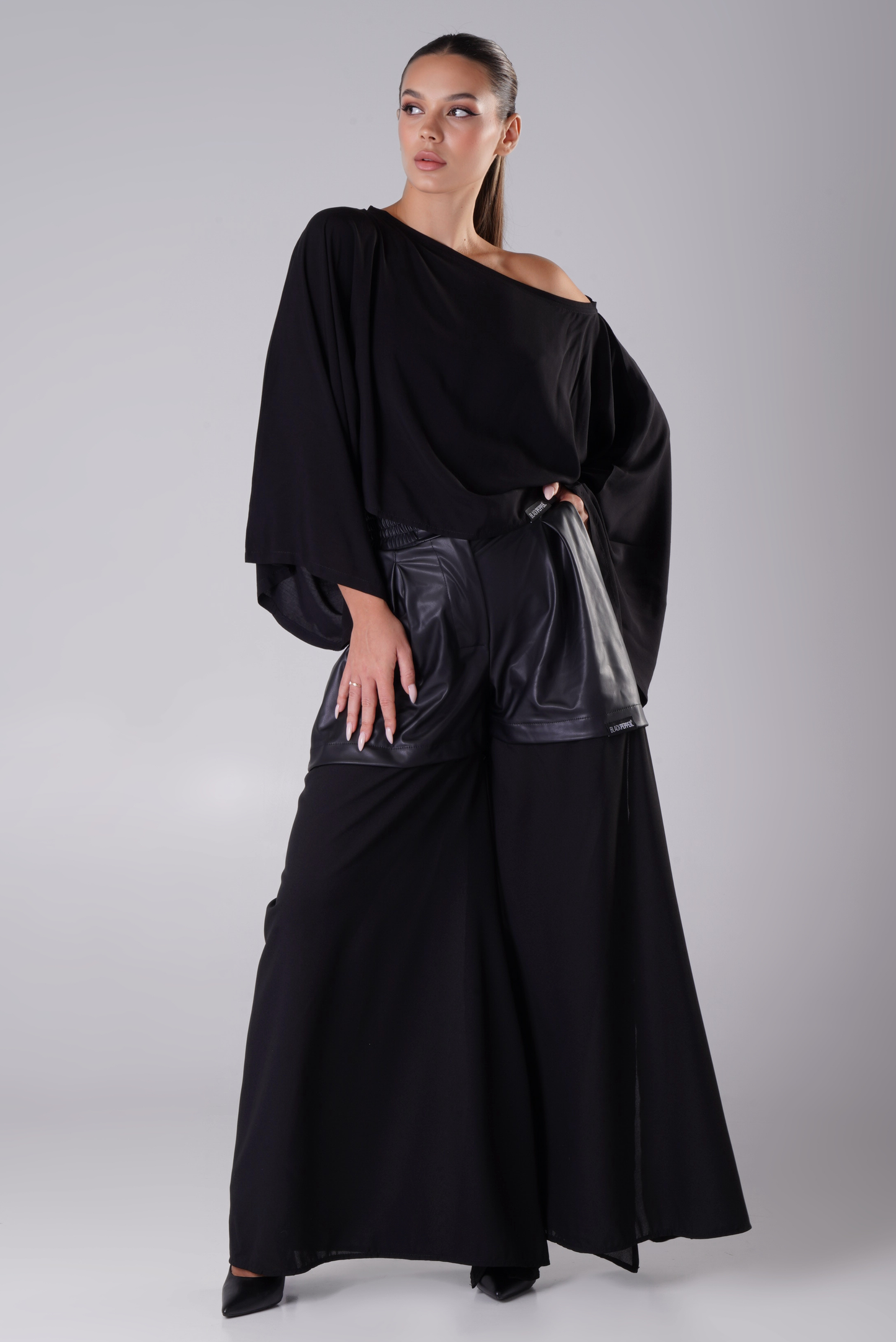 BLACK CHHIFON FLOW TROUSERS