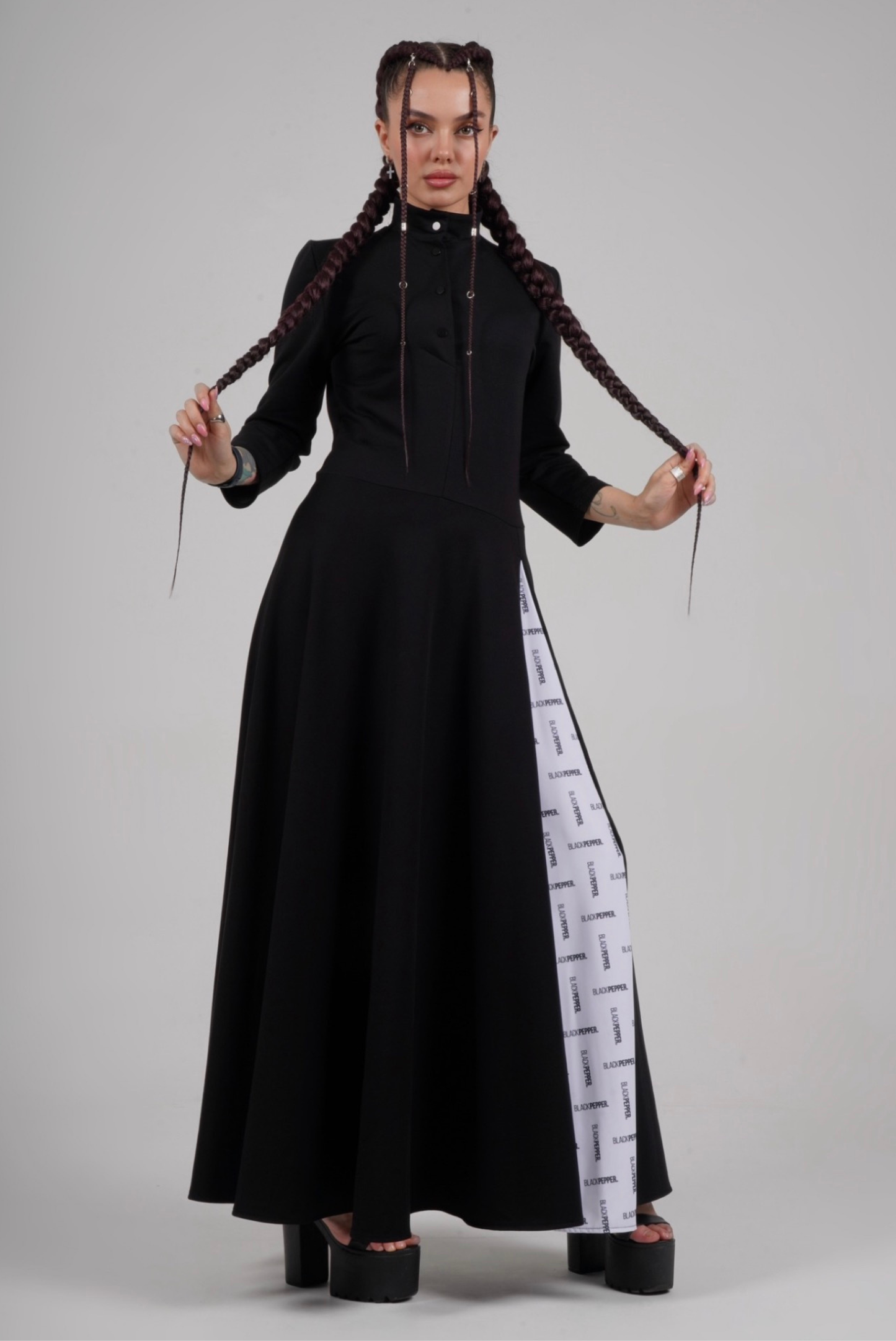 BLACKPEPPER LOGO PATTERN DRESS