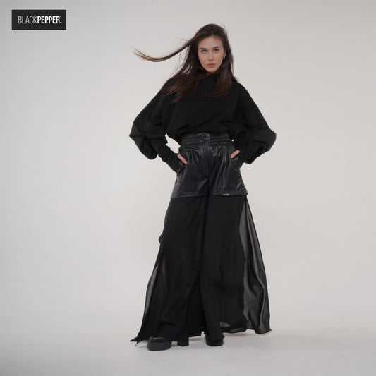 BLACK CHIFFON BLOUSE