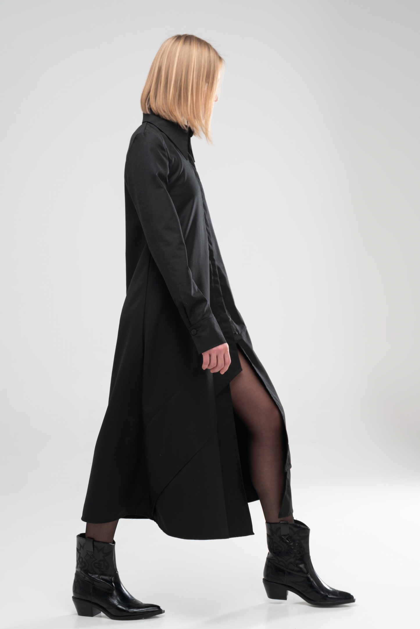 SHIRT DRESS DECONSTRUCTED BLACK