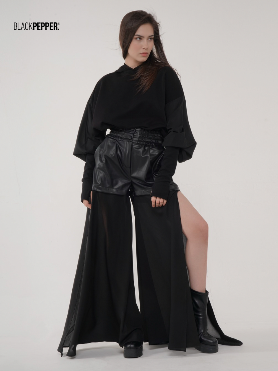 BLACK CHIFFON BLOUSE