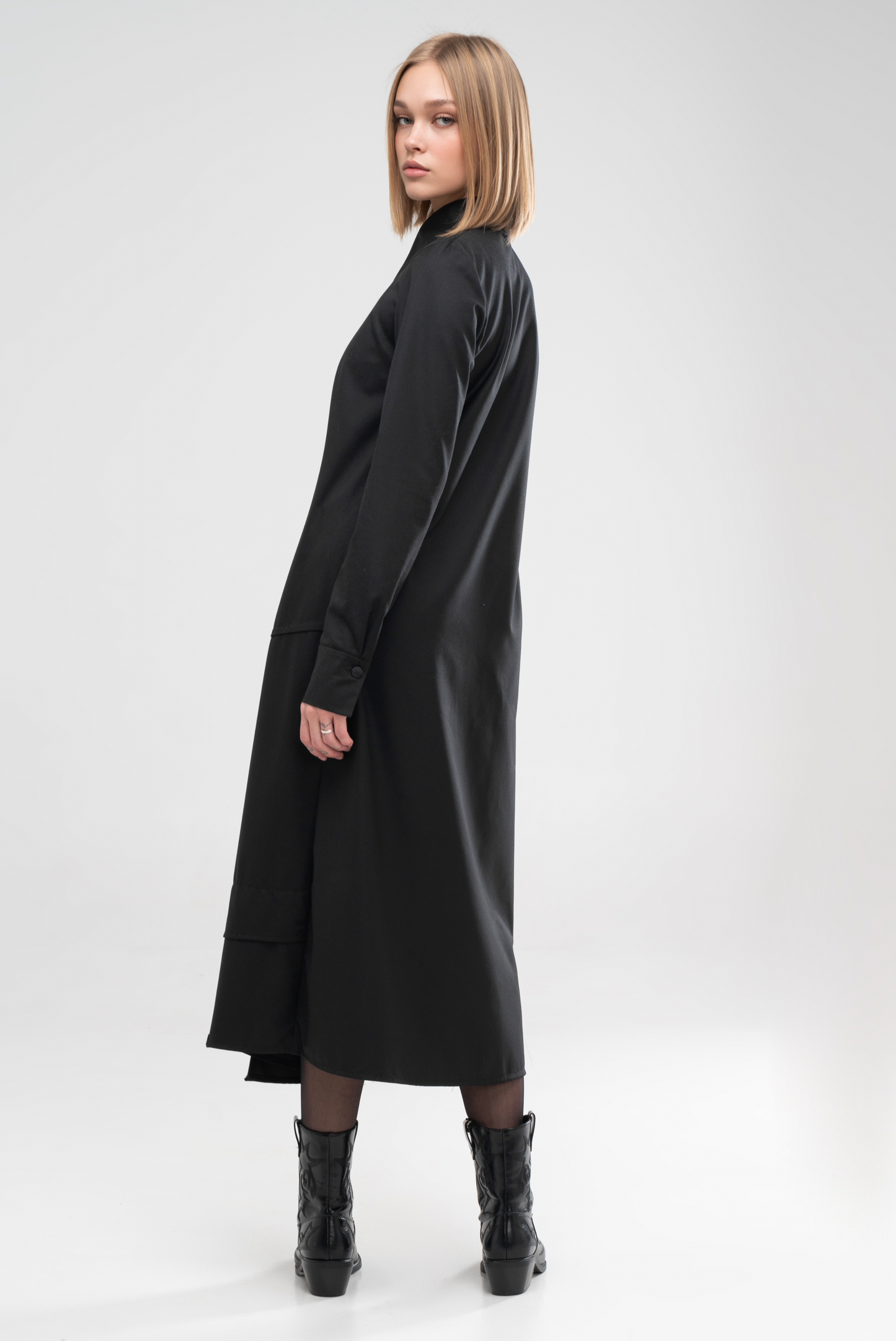 SHIRT DRESS DECONSTRUCTED BLACK