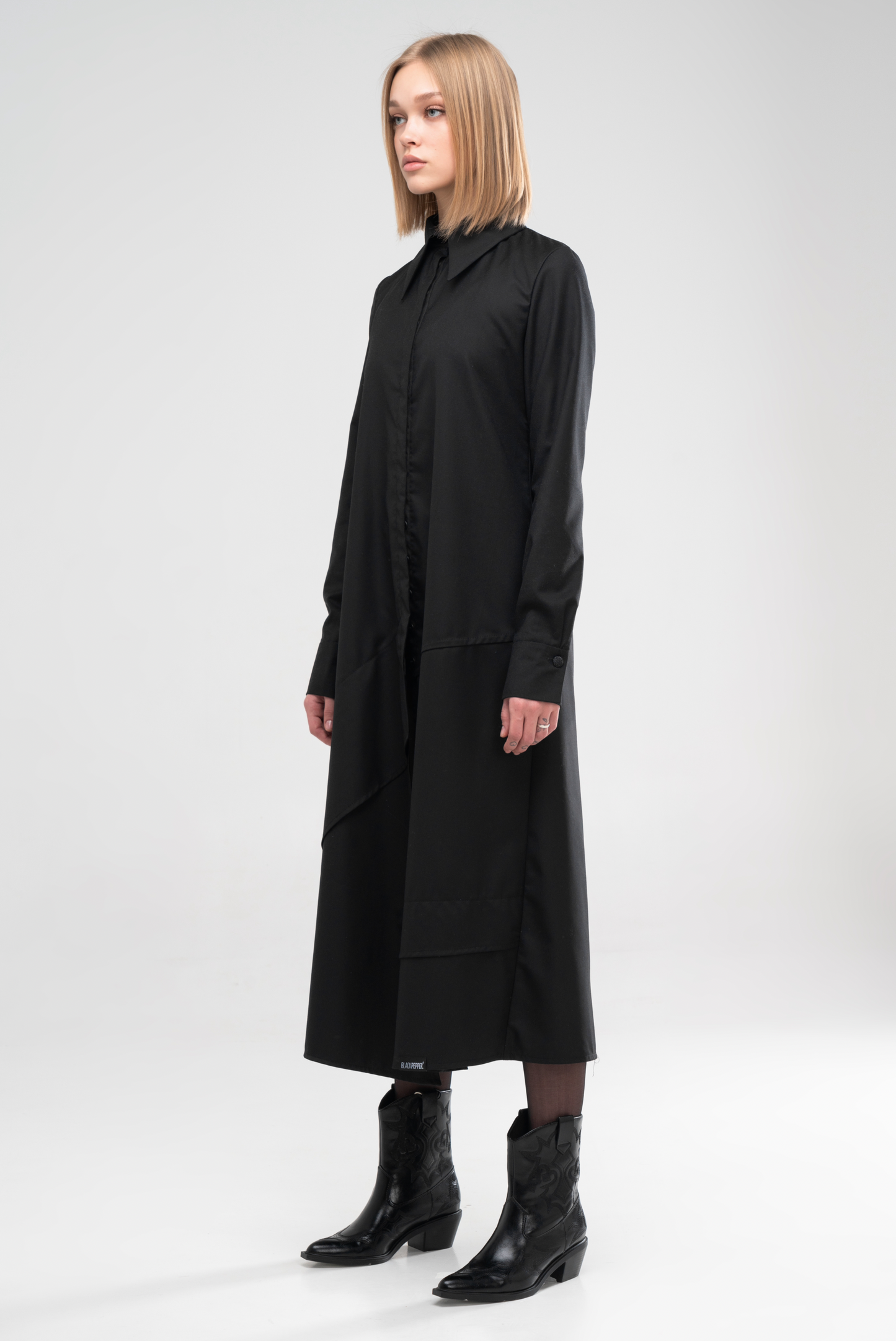 SHIRT DRESS DECONSTRUCTED BLACK
