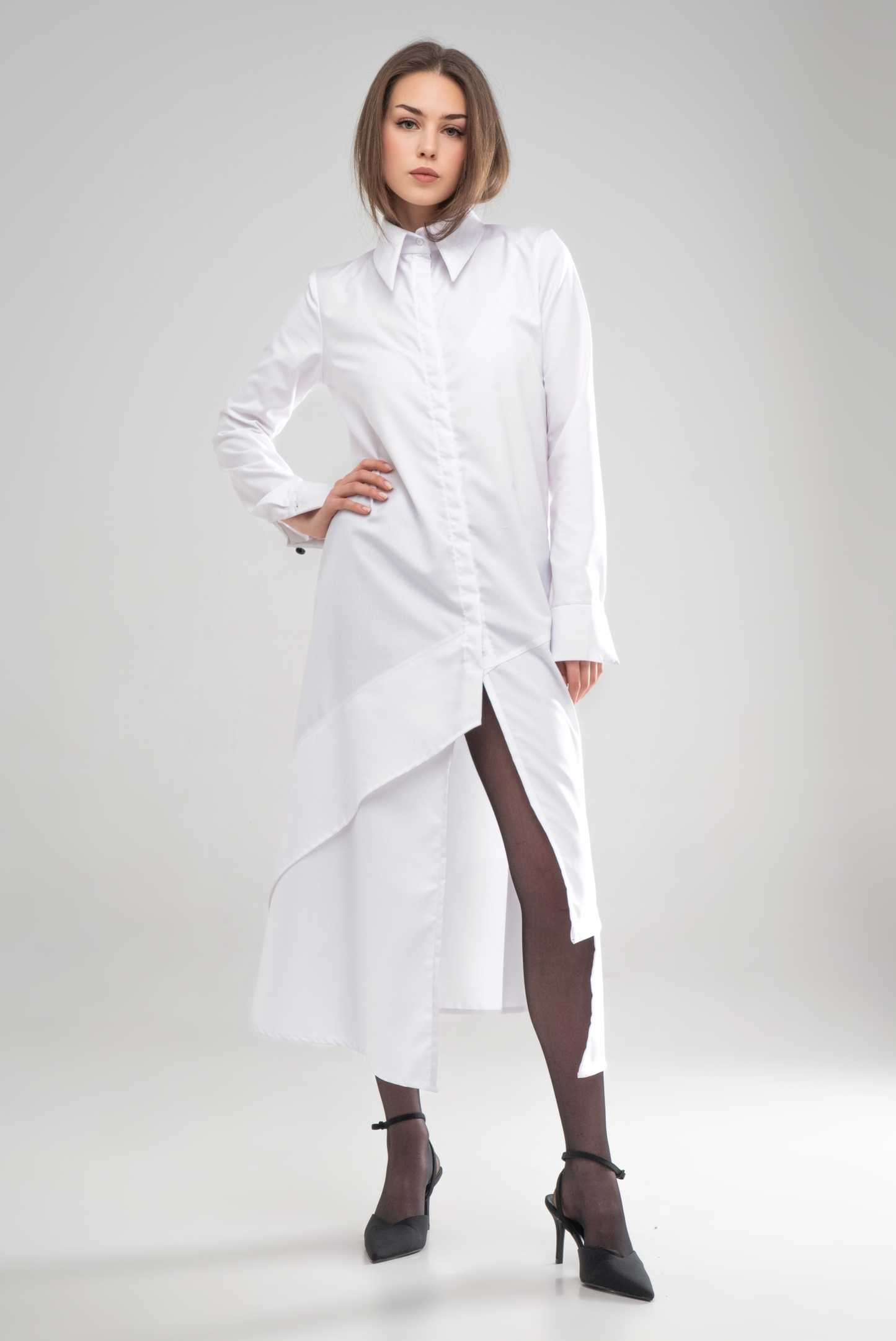 SHIRT DRESS  DECONSTRUCTED WHITE