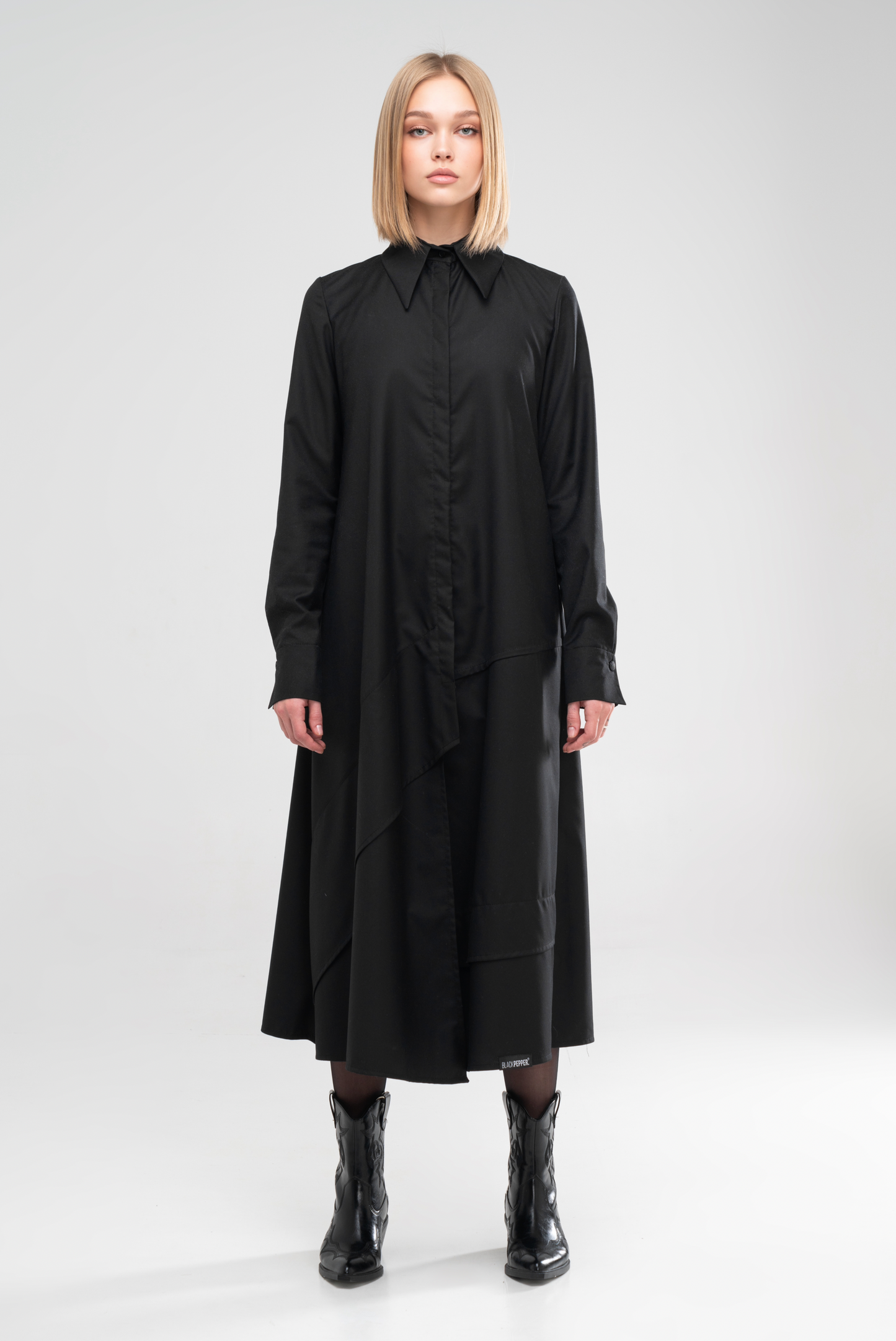SHIRT DRESS DECONSTRUCTED BLACK