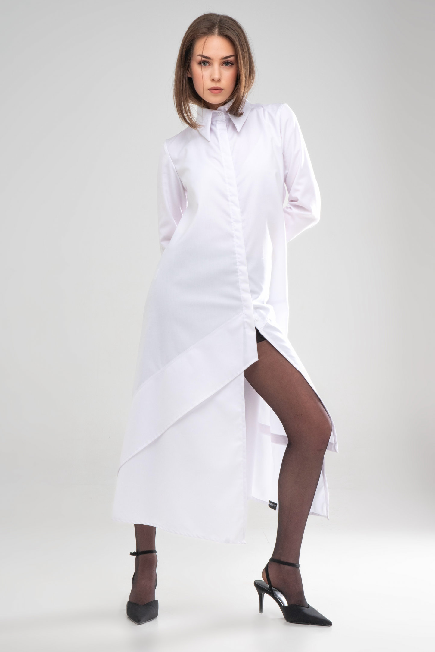 SHIRT DRESS  DECONSTRUCTED WHITE