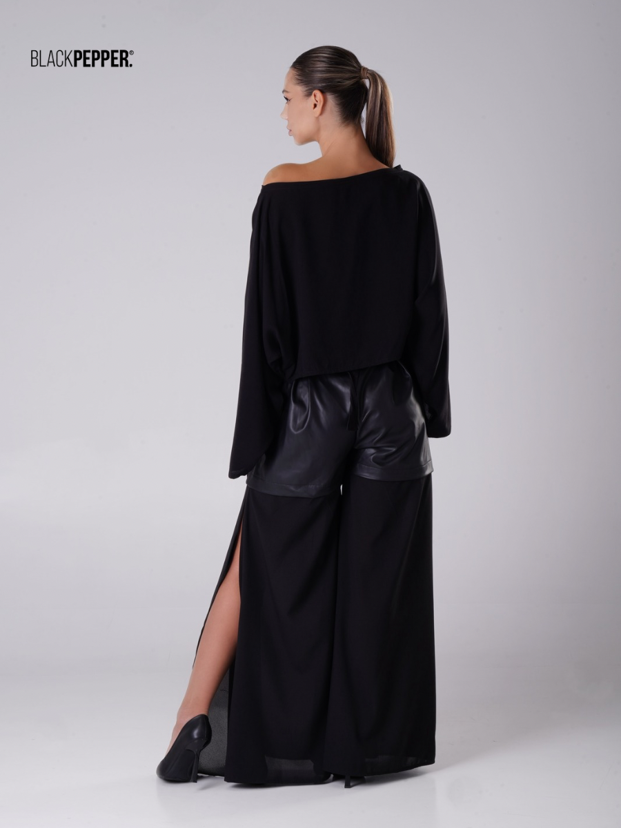 BLACK CHHIFON FLOW TROUSERS