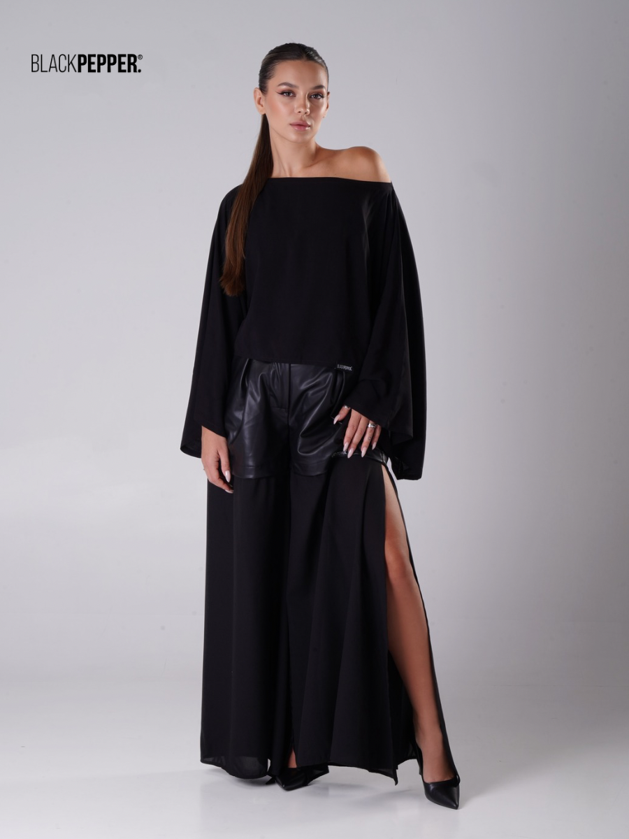 BLACK CHHIFON FLOW TROUSERS